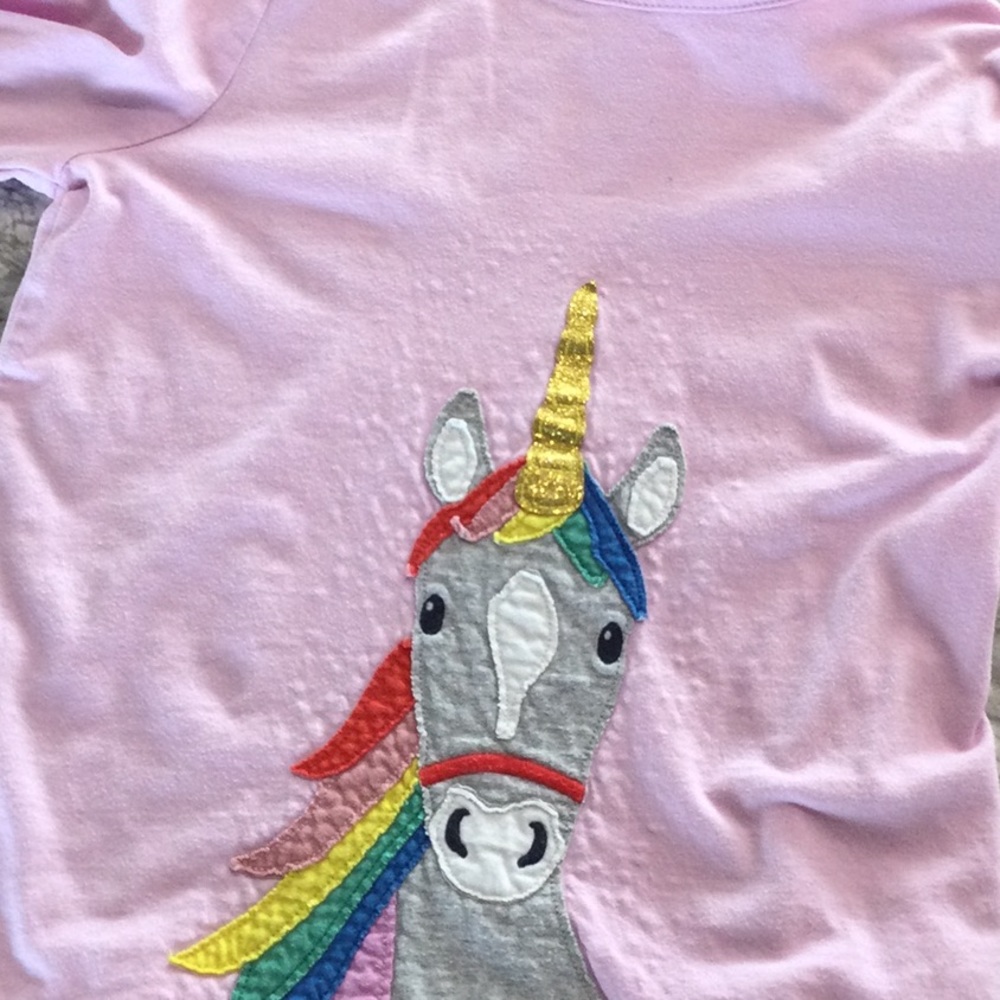 Mini Boden top unicorn appliqué